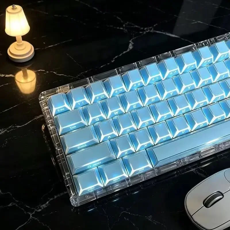 132Keys Shadow Fold Dye Sub PBT Keycaps Cherry Profile Side Printed Shine through for MX Switches Gaming Keyboard