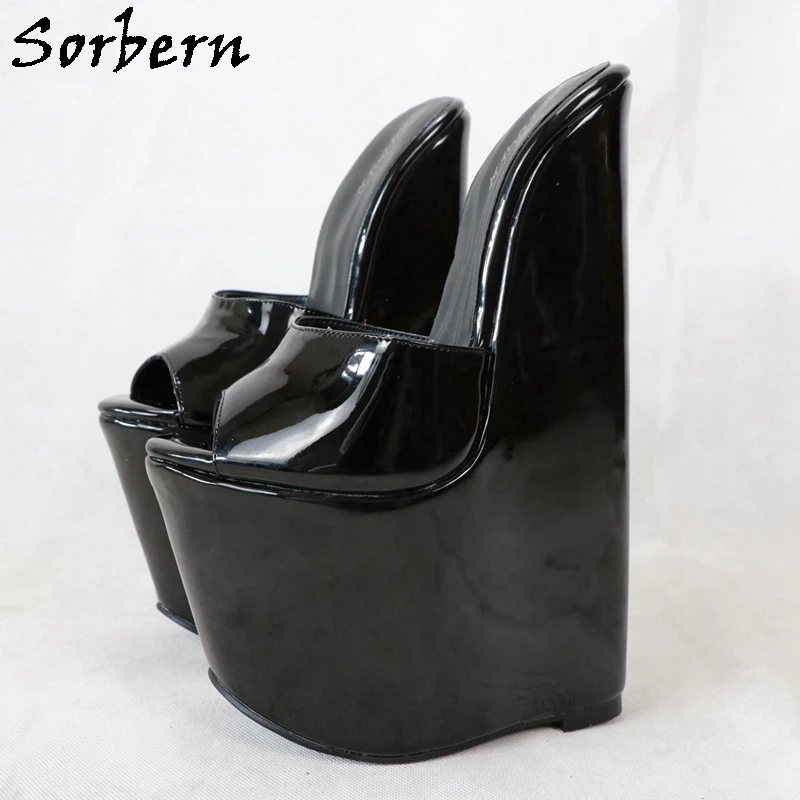 Sorbern 25Cm Wedge Slippers Women Slides Open Toe Thick Platform Shoes Summer Style Fetish Footwear Special Arch Unisex Style