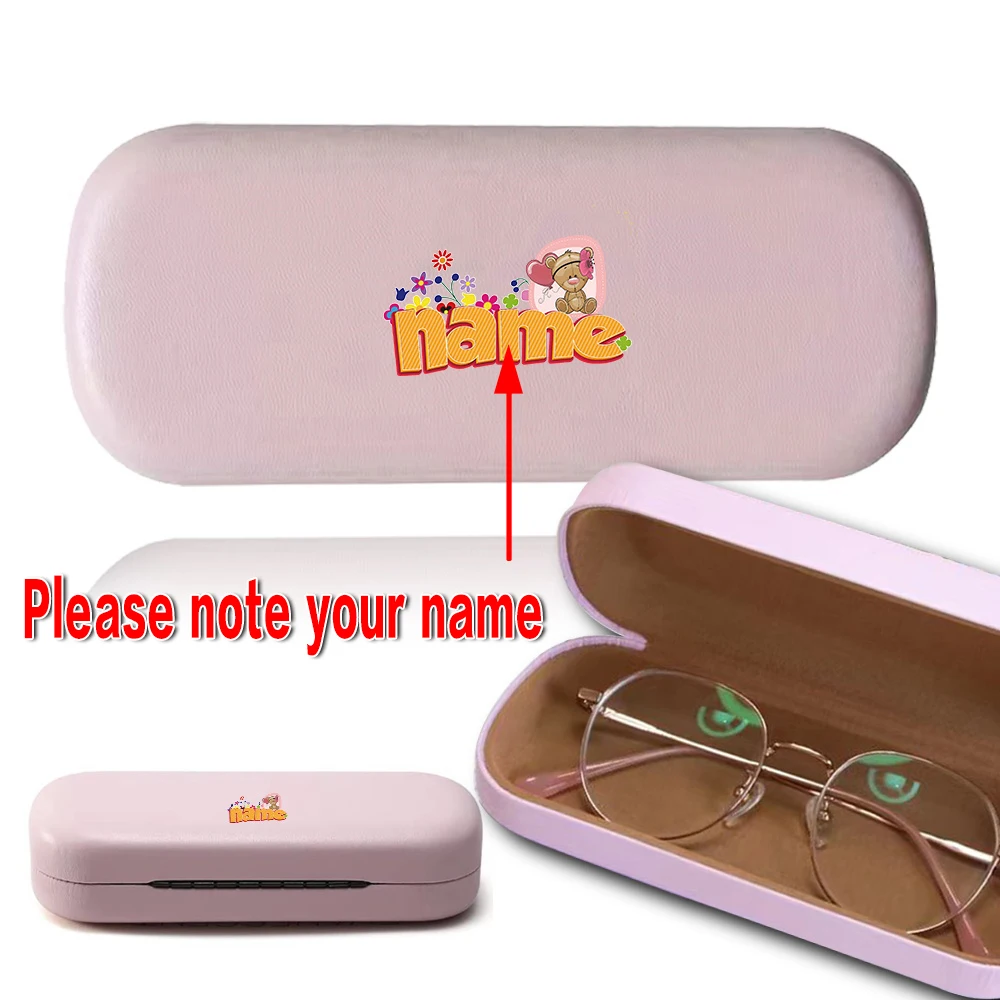

Customized Name Glasses Organizer Case PU Leather Eyeglass Storage Box Hard Shell Travel Protective Container Custom DIY Design