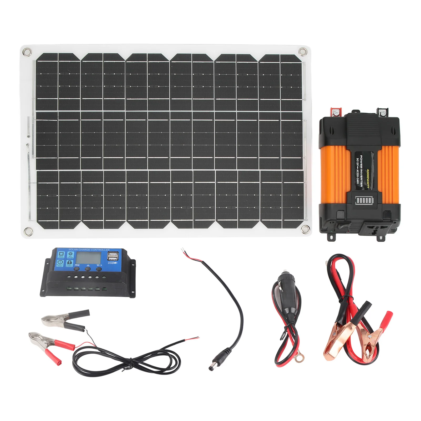 Tragbares Solarstromanlage, 4000 W Wechselrichter, 30 A, 12 V, 24 V, Solarregler, 18 W, 18 V,