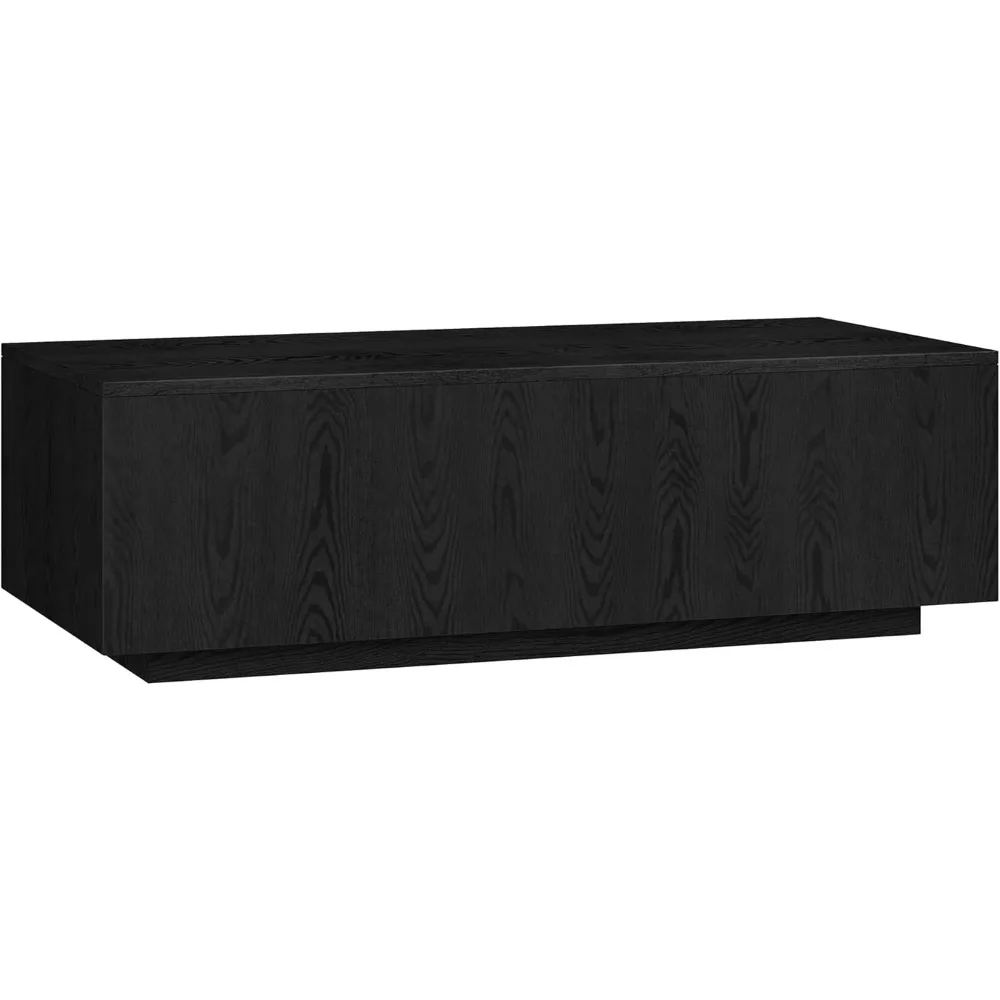

48 Rectangular Low-Profile Wood Coffee Table for Living Room, Family Room, or Office, Black Grain