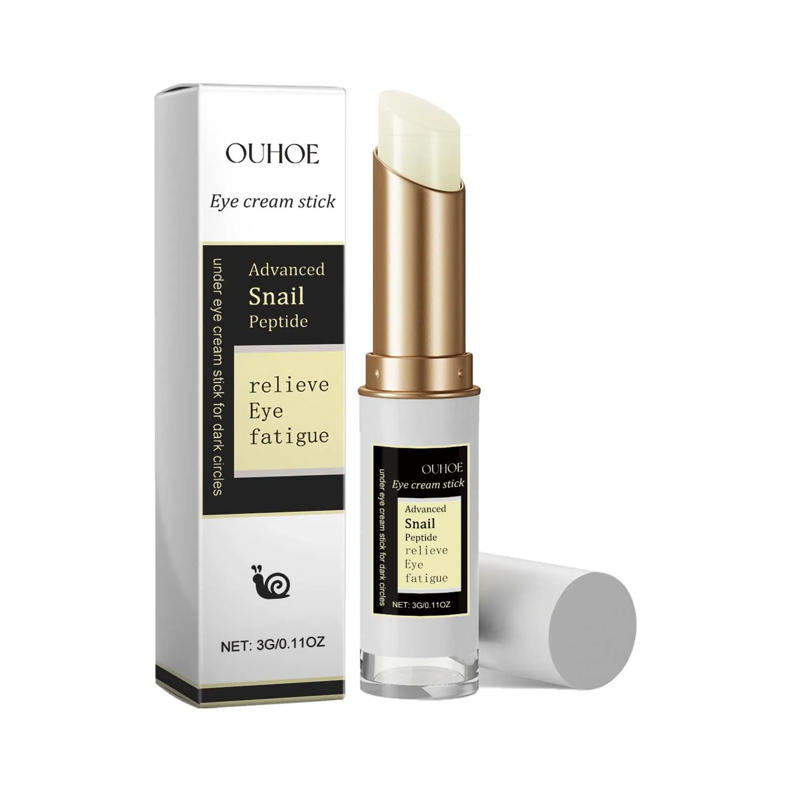 OUHOE Snail Peptide Eye Cream Stick 3g Moisturizing Firming Eye Care Improve Dark Circles Fine Lines Relieve Eye Fatigue Balm