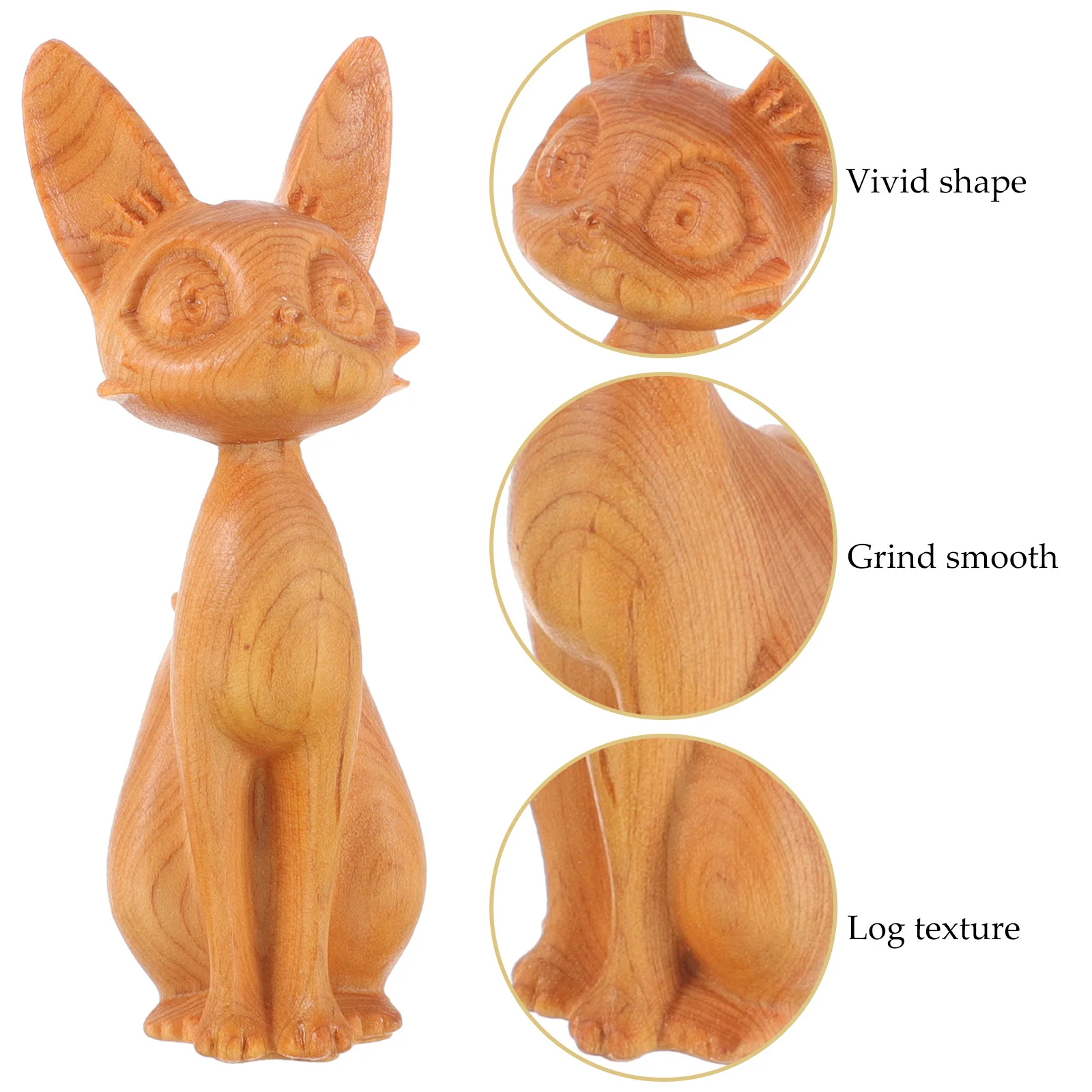 

Creative Mini Wood Carving Cat Decor Small Desktop Ornament Vehicle Mounted Wood Craft Home Decoration Cat Wooden Ornaments
