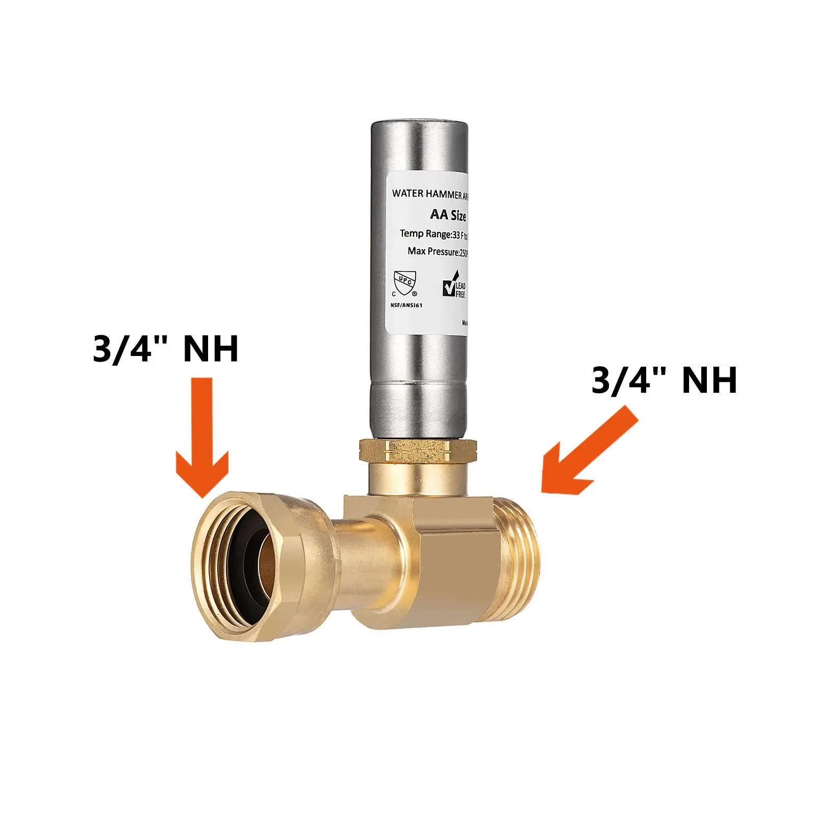 Máquina de lavar prendedor de martelo de água, compacta, fácil de instalar, redutor de pressão profissional de rosca 3/4'NH para lavadora de cozinha