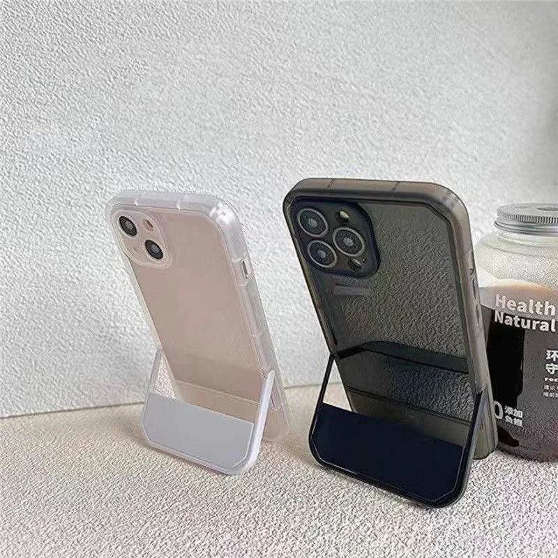 Funda de silicona transparente con soporte Invisible de lujo para iPhone, 15, 14, 13, 12, 11 Pro Max, XR, XS, 7, 8 Plus, SE