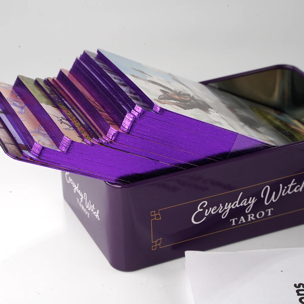 Everyday Witch Tarot in a Tin Metal Box High Quality 78 Cards Gilded Edge with Paper Guidebook Based on the classic Rider Tarot