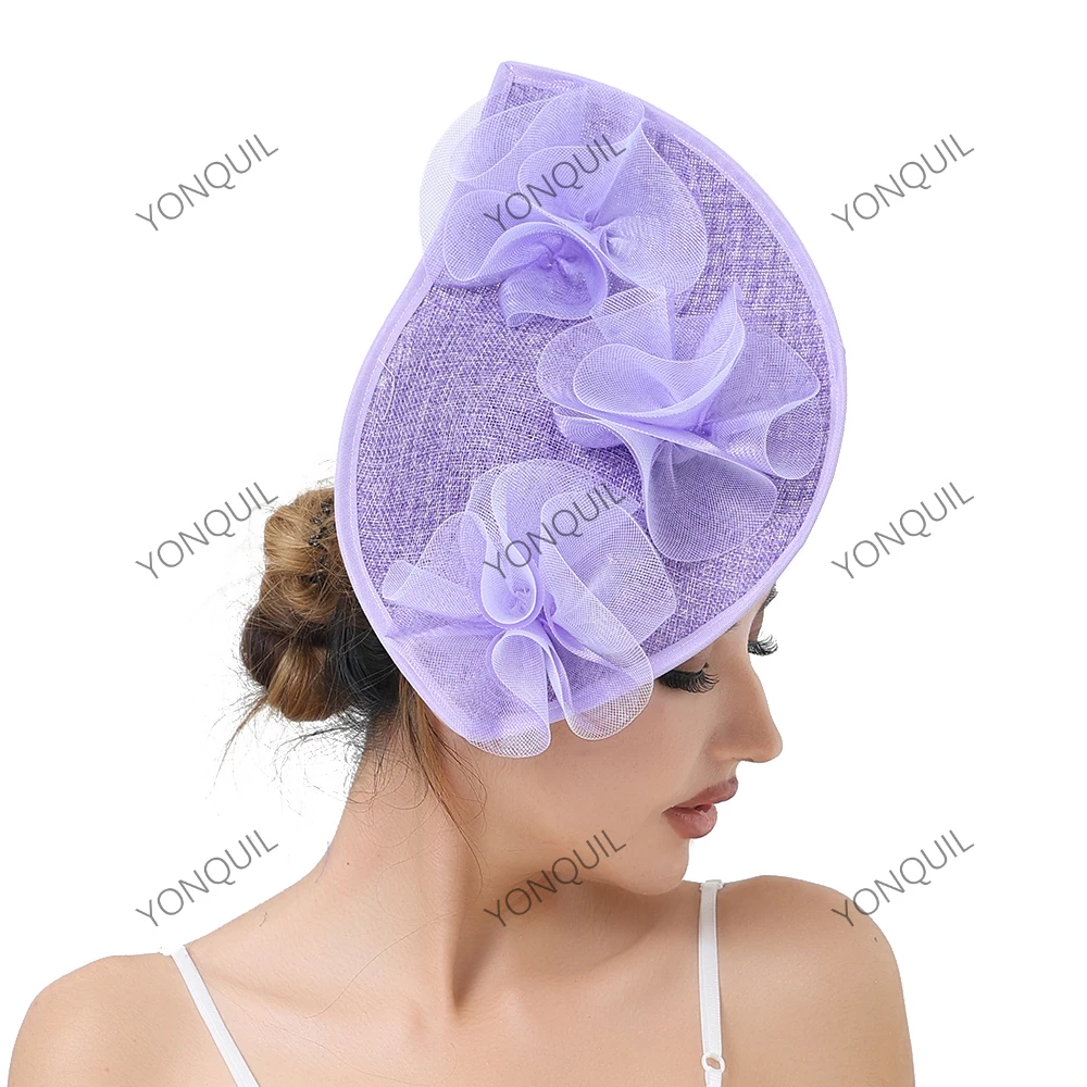 

Fashion Ladies 32*21cm Wedding Fascinator Bases Bride Headdress Headwear With Flower Millinery Hat Hair Accessories