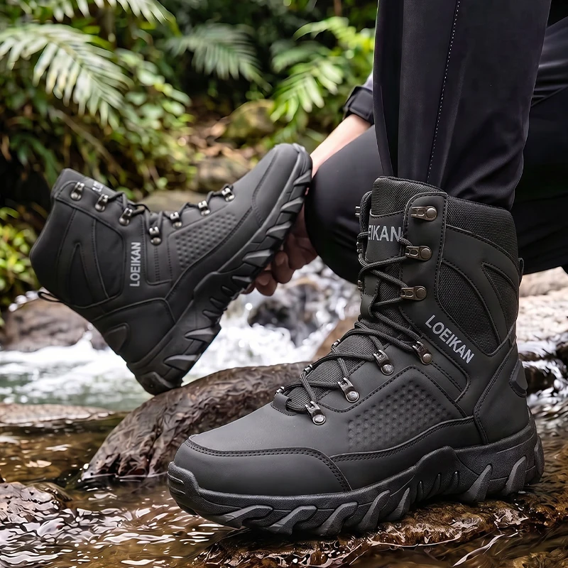 Men High‑cut Tactical Boots PU Mesh Non‑slip Thick Sole Male Outdoor Ankle Boots image 6