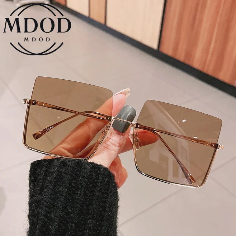 

MDOD Oversized Fashion Sunglasses for Women Half-frame Anti-UV Glasses Gradient Lenses Super Large Frame Sun Glasses Men