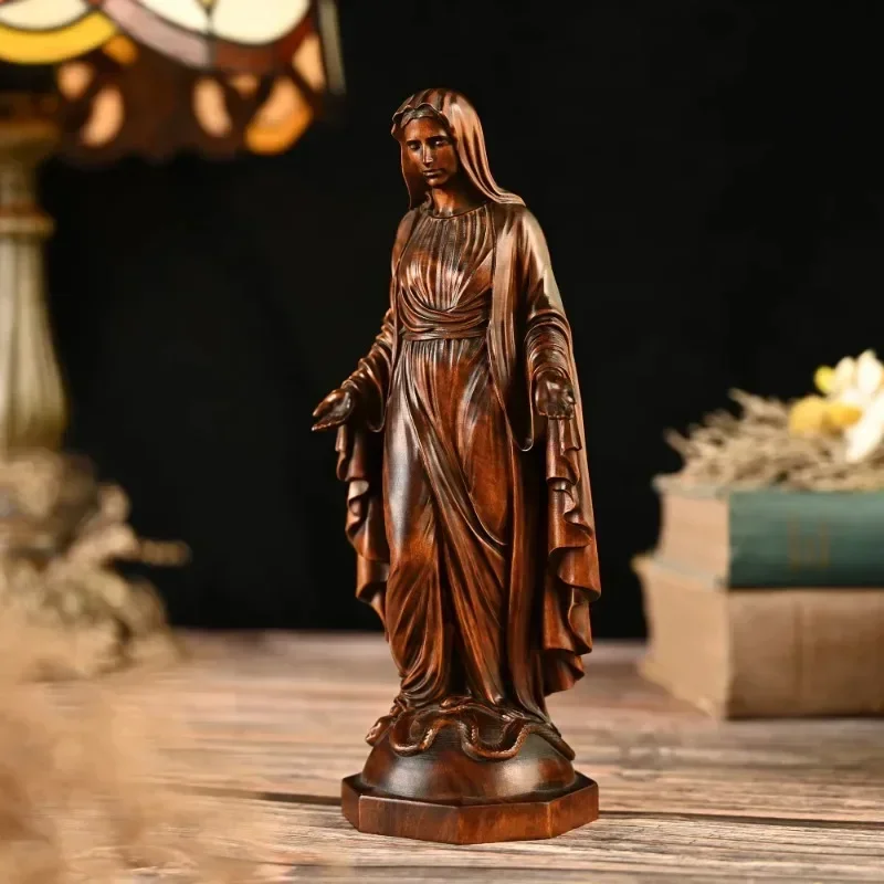 

Vintage Religious Holy Statues Solid Mahogany Ornaments Home Living Decor Gifts