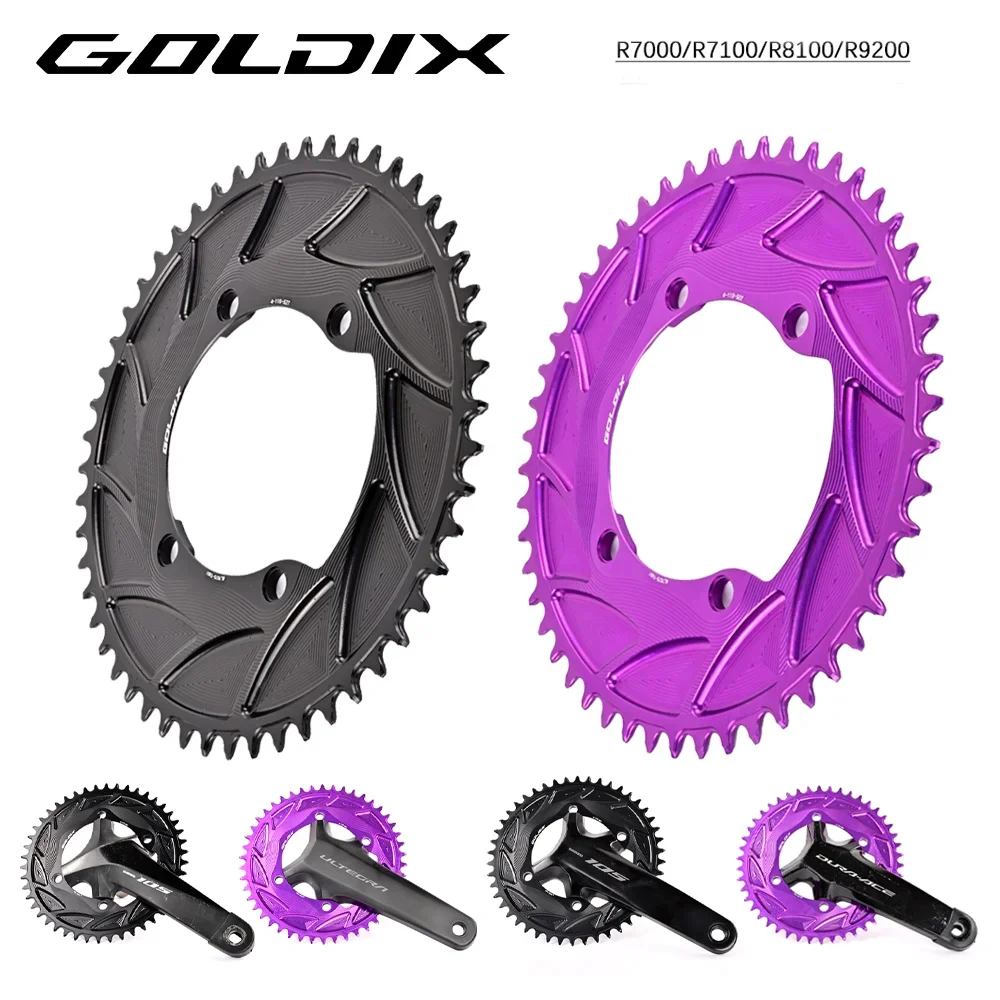 

GOLDIX 3mm Offset 110BCD 4 Bolt Chainring AERO Sprocket for SHIMANO R7000 R7100 R8100 R9200 110BCD Power Meter Spider 10/11/12S