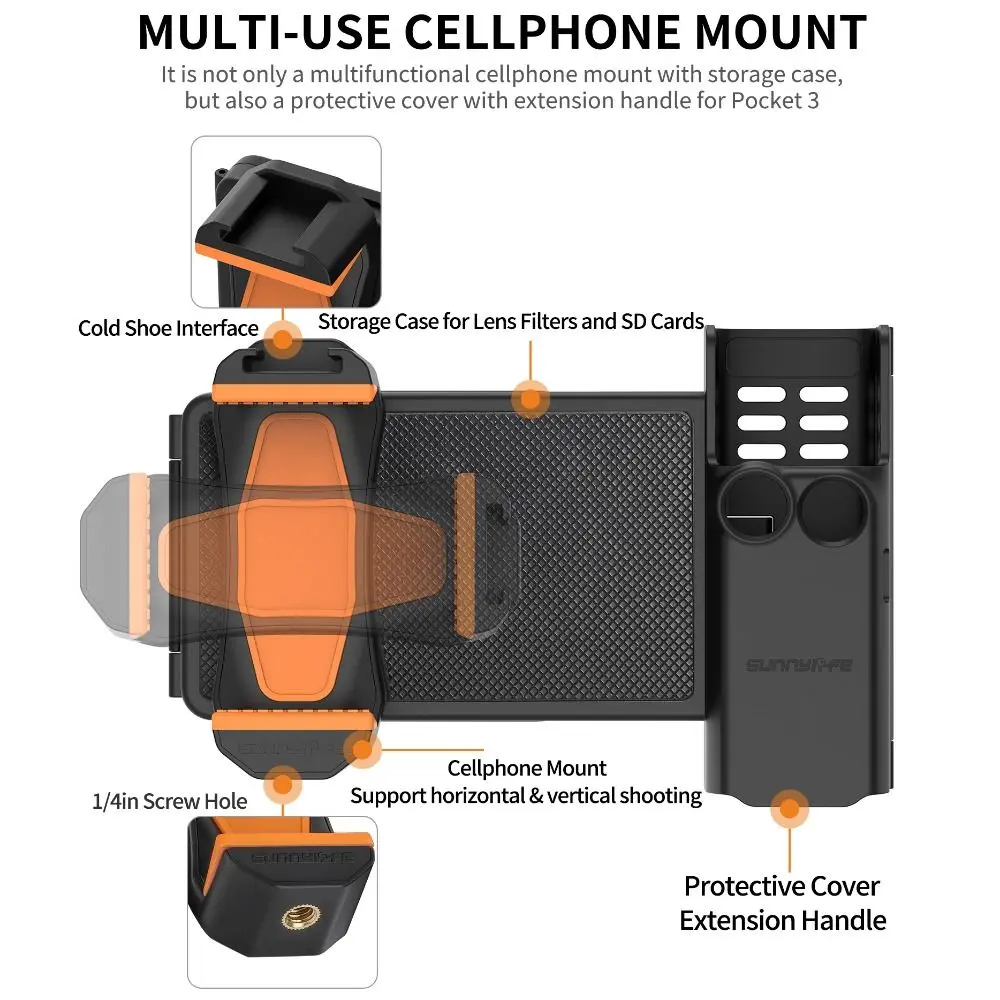 with Filters Storage Box Phone Holder Expansion Handheld Mount Phone Bracket Adapter Extended for DJI Osmo Pocket 3