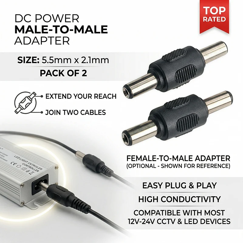 

4/20/40PCS 5.5x2.1mm DC Power Extension Cord - 12V 2A Male to Female/Female to Male Adapter for CCTV Camera, Security System