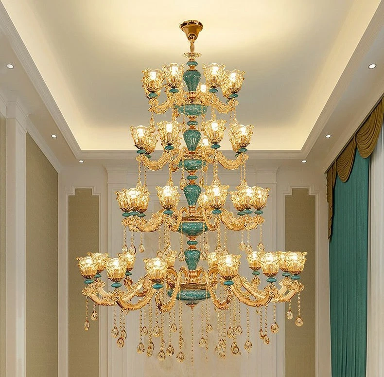 غرفة المعيشة ثريا كبيرة على الطراز الأوروبي فيلا كريستال درج مجوف بناء أرضية متوسطة #4