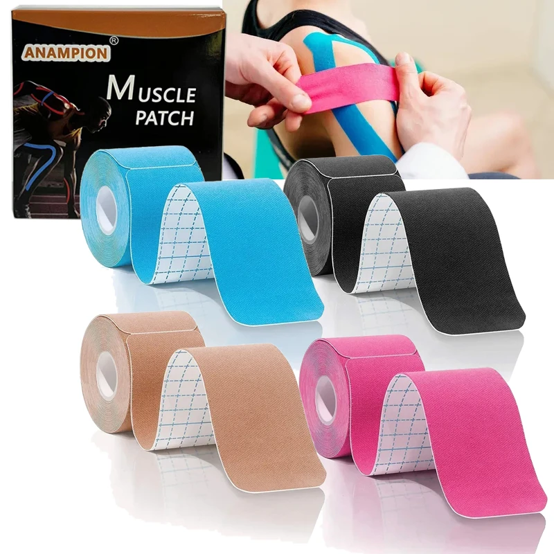 1 Roll Kinesiology Tape Stickers Precut Sports Tape Waterproof Breathable Latex Tape Ankle Knees Elastic Sports Activities Tapes