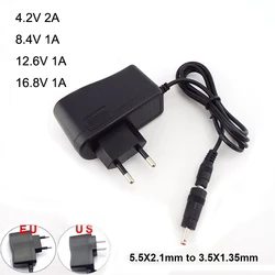 Power Supply DC Plug 5.5*2.5mm 3.5*1.35mm Adapter 18650 Lithium Battery Charger AC 100-240V DC 8.4V 12.6V 16.8V 1A 4.2V 2A