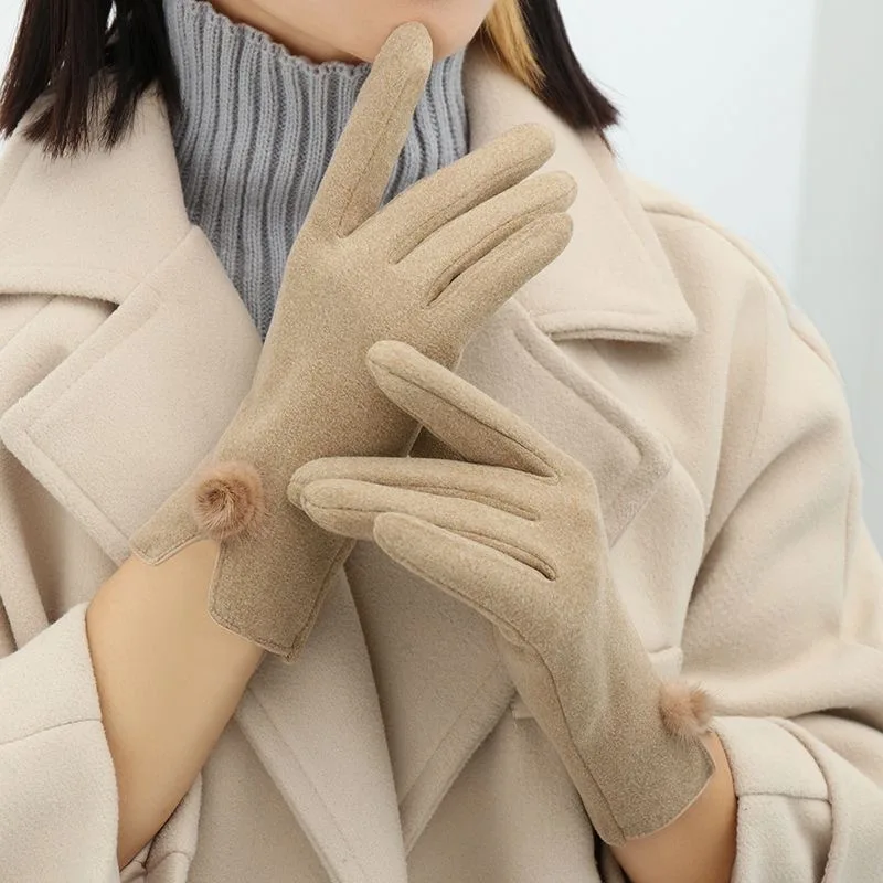 Gloves for Women in Winter, Warm and Cute, Made of Velvet, with Split Finger Gloves for Cycling and Driving