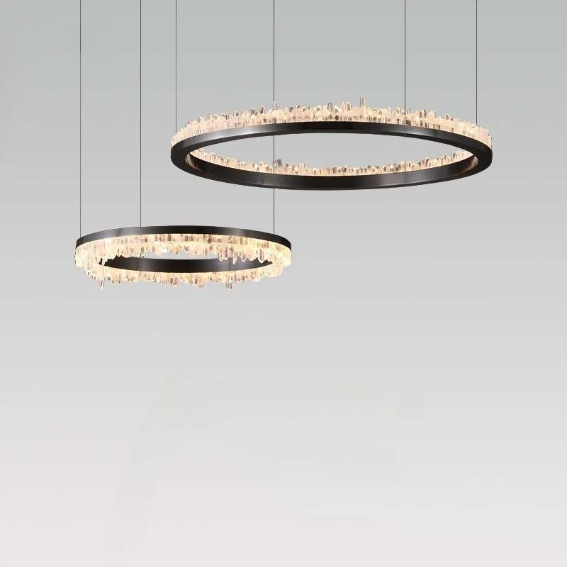 

Black circle light modern minimalist living room chandelier Internet celebrity dining room Nordic minimalist master bedroom
