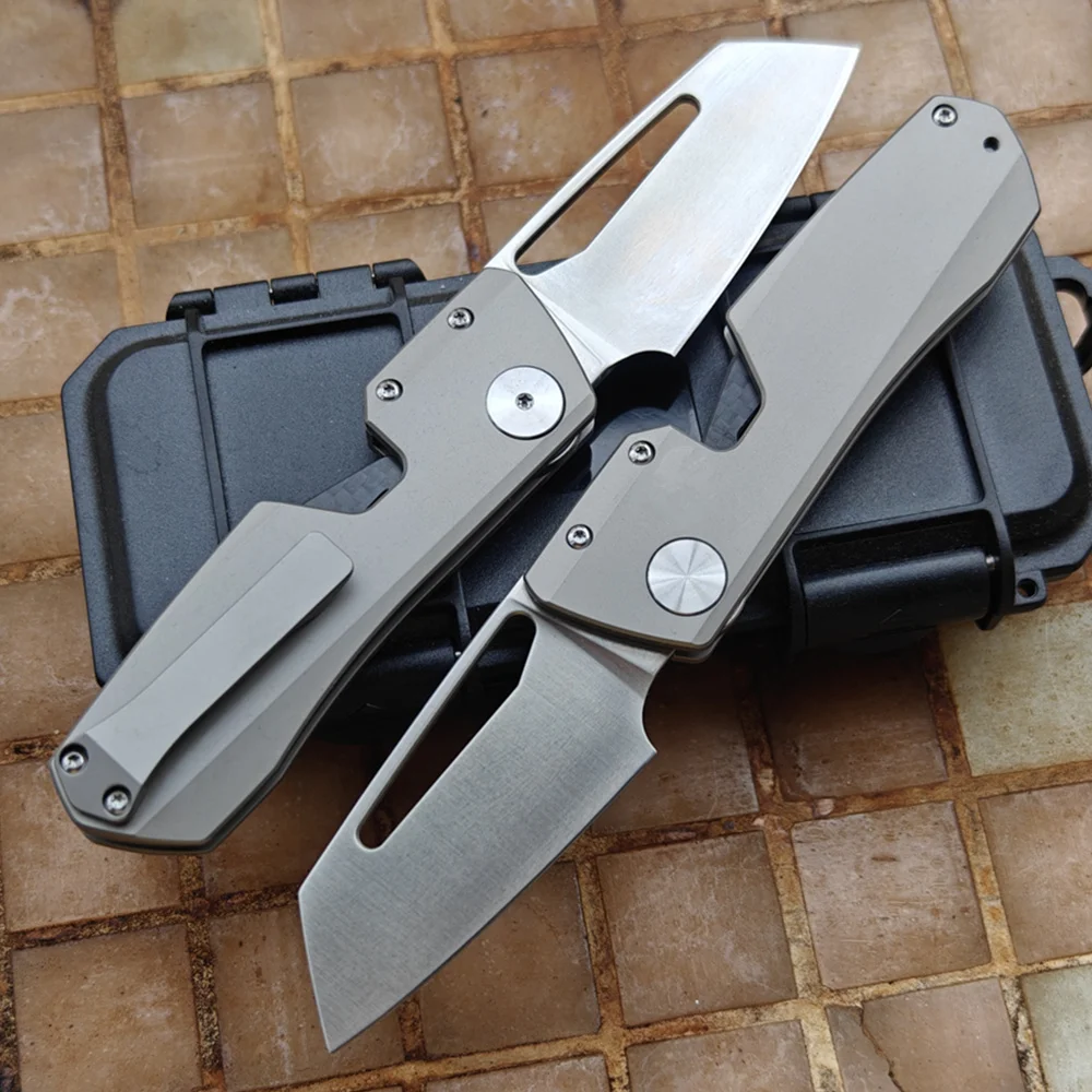 JUFULE Made WinterPudding Titanium alloy Carbon Fiber Real VG10 Ceramic Bearings Pocket EDC Tool Camping Hunting Folding Knife