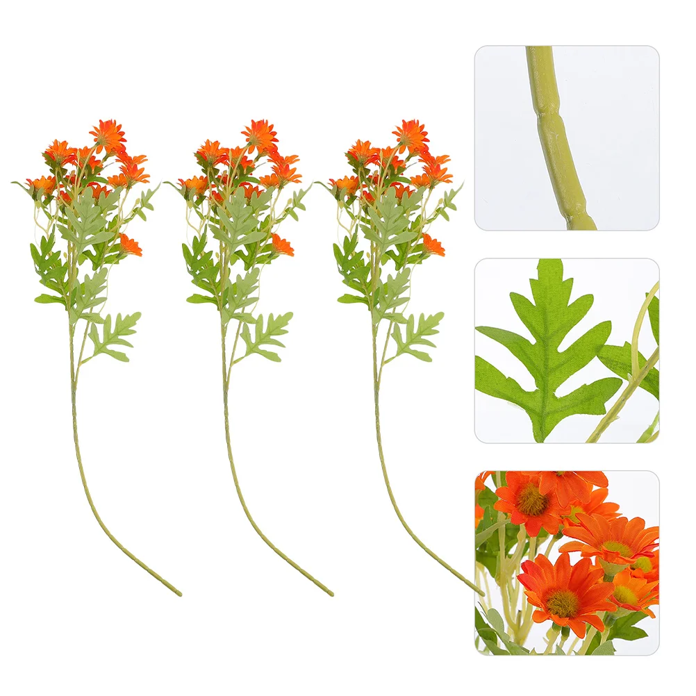 

3Pcs Artificial Chamomile Flowers Silk Daisy Realistic Flower Crafts Decorative Faux Chamomile for Home Party Garden