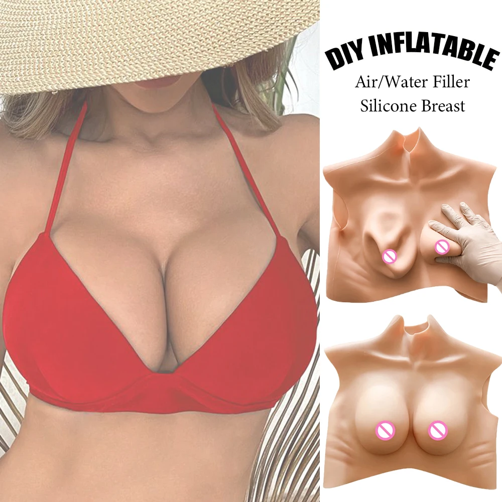 

DIY Inflatable Silicone Bresat Forms for Crossdresser Transgender Drag Queen Male to Female Adjustable Size Fake Boobs Tits