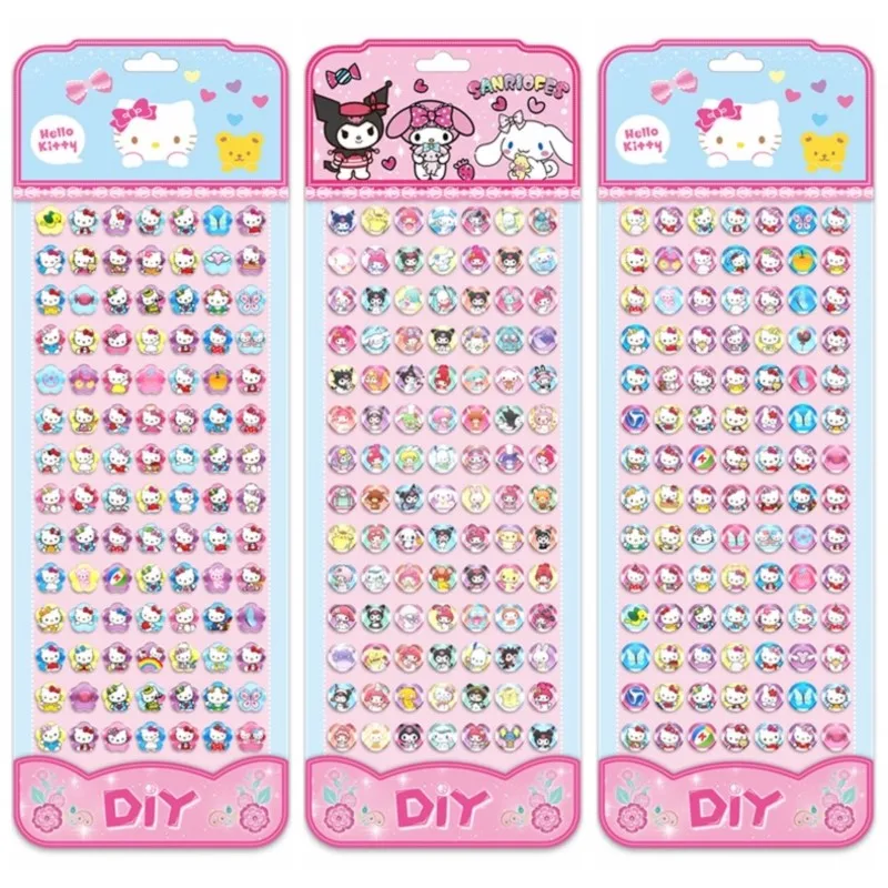 Cartoon Sanrio Hello Kitty 3D Gemstone Stickers For Kids Kuromi My Melody 98 long card Diamond Sticker Child&Girls Cute Toy Gift