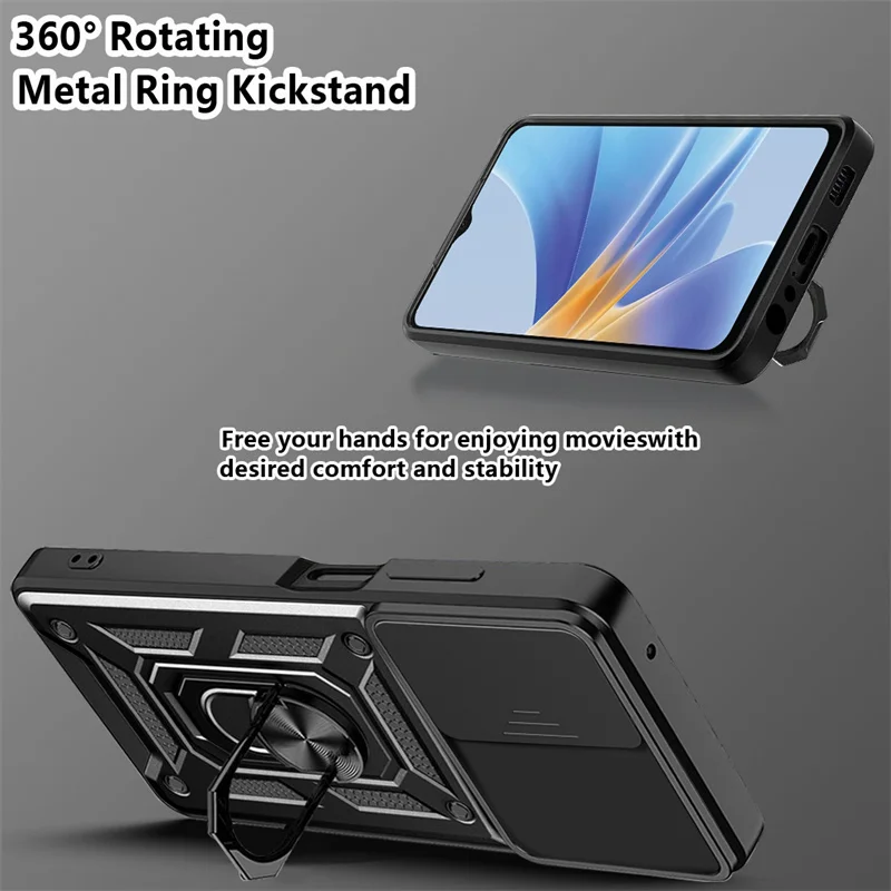 For Oppo A17 Case Shockproof Armor Magnetic Car Holder Ring Phone Cases for Oppo A17 2022 A 17 4G OPPOA17 CPH2477 Back Cover