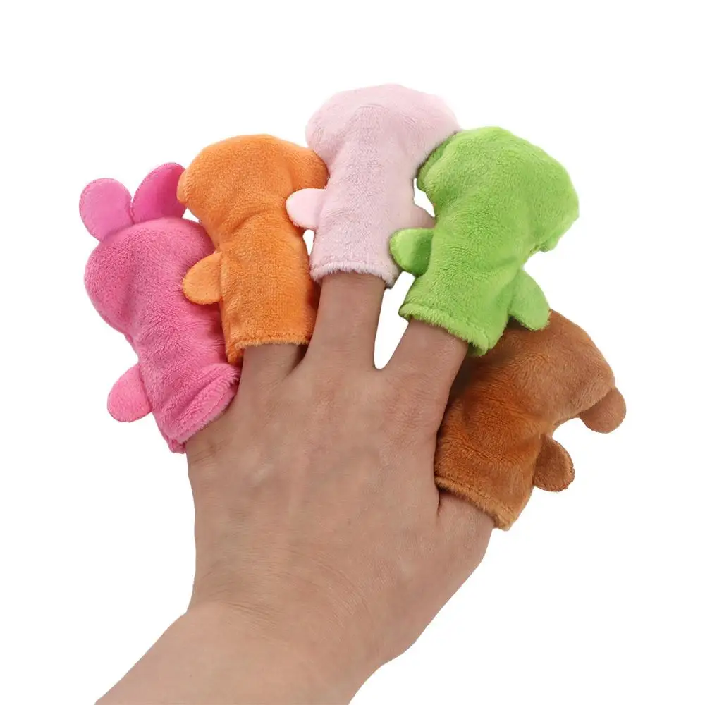 Marioneta de mano cognitiva para padres e hijos, mono, marioneta de dedo de felpa, oso rana, guantes de felpa para niños, contar cuentos para dormir