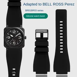 Men's Rubber watch strap For Bell & Ross BR01 BR03 24mm outdoor sports BR waterproof Silicone wristband Watchbands accessories