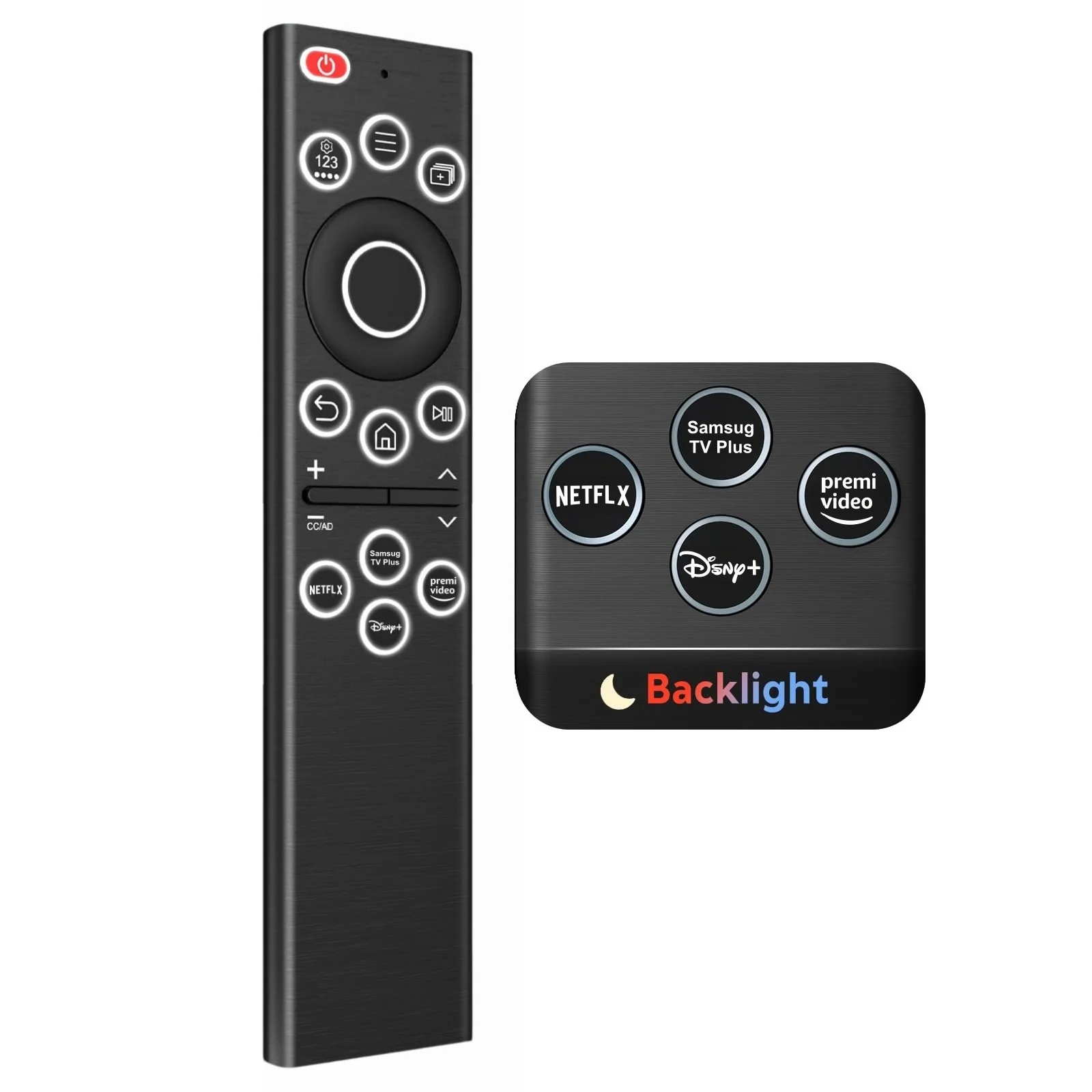 Universal Replacement Remote Control for Samsung Smart TV with Backlit Buttons, No Setup IR Remote, Quick Response,NO Voice