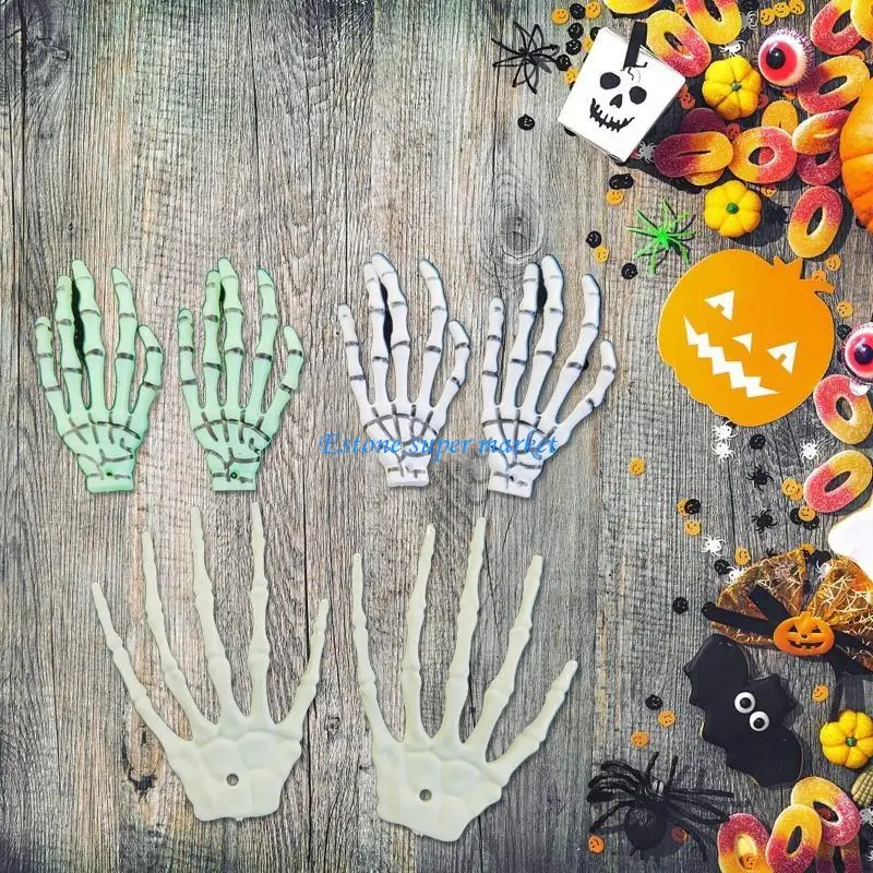 090B Novelty Trick Hand Skeleton Glow Hand Bone Model Prank Decor Props