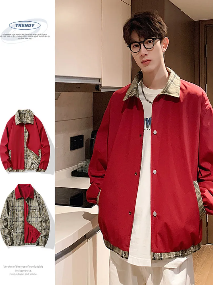 

Двусторонняя мужская куртка Jaet: модная, повседневная, ветрозащитная, из полиэстера/нейлона, с прямым подолом, для подростков, стильная