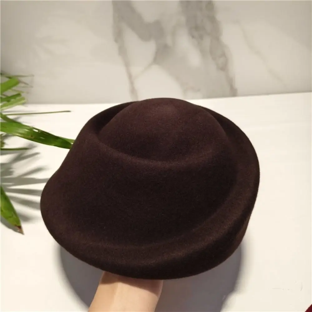 Fashion Hepburn Style Wool Pillbox Hat Elegant Fedoras Fedora Hat Solid Color Teardrop Beret Hat Live Show
