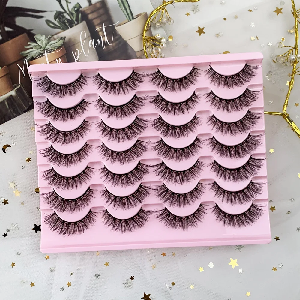 14ペア キャットアイまつげ フェイクミンクまつげ ナチュラルロング マンガまつげ ウィングエンド アイエロンゲイテッドまつげ つけまつげ メイクアップ