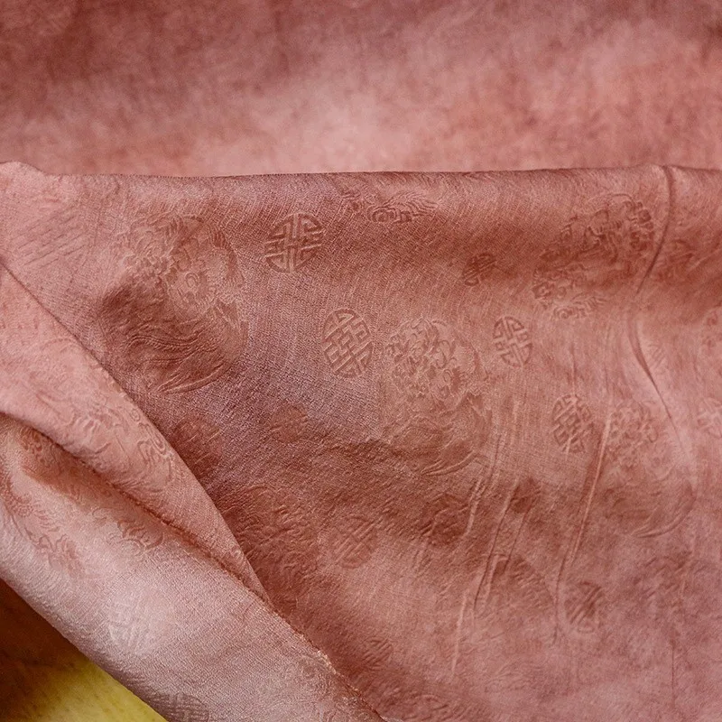 

Traditional artistic stir-fried color dirt-dyed oak silk jacquard satin fabric for clothing design