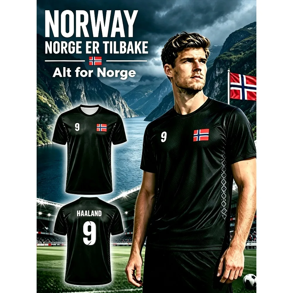 Maillots de football américain d'été Norvège pour hommes, séchage rapide, entraînement sportif, t-shirt de supporter, respirant, pour hommes et femmes, vêtements de loisirs d'extérieur