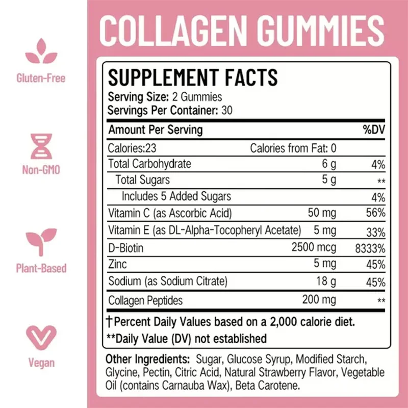 1 Bottle Complex Vitamin Collagen Gummy Promotes Skin Smoothness Increases Bone Density Replenishes Lost Collagen