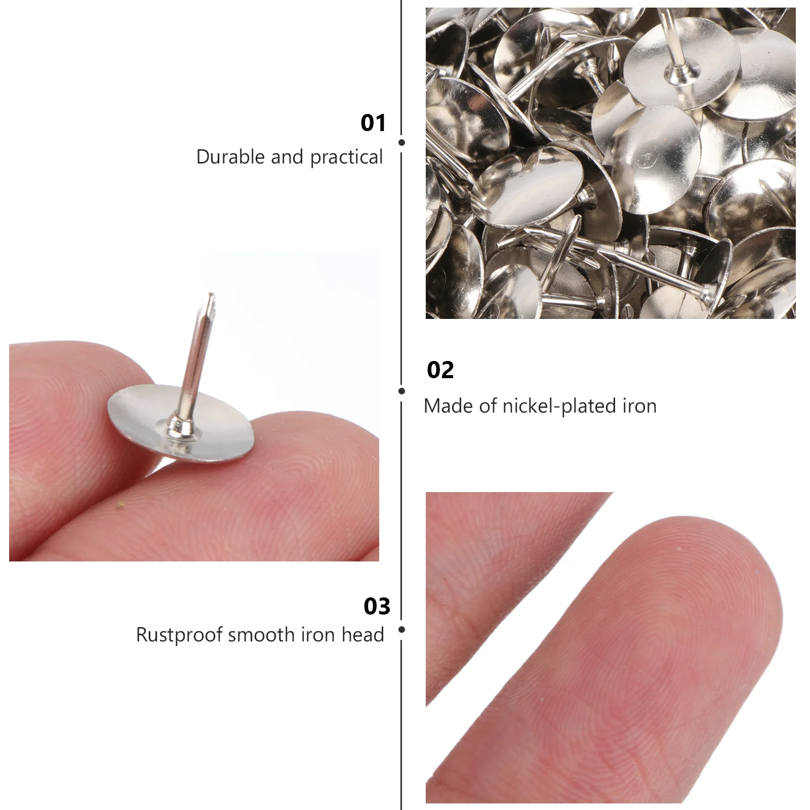 500Pcs Professional Drawing Pins Smooth Iron Head for Home Classroom Office Use Cork Board Posters Maps Thumb Tack