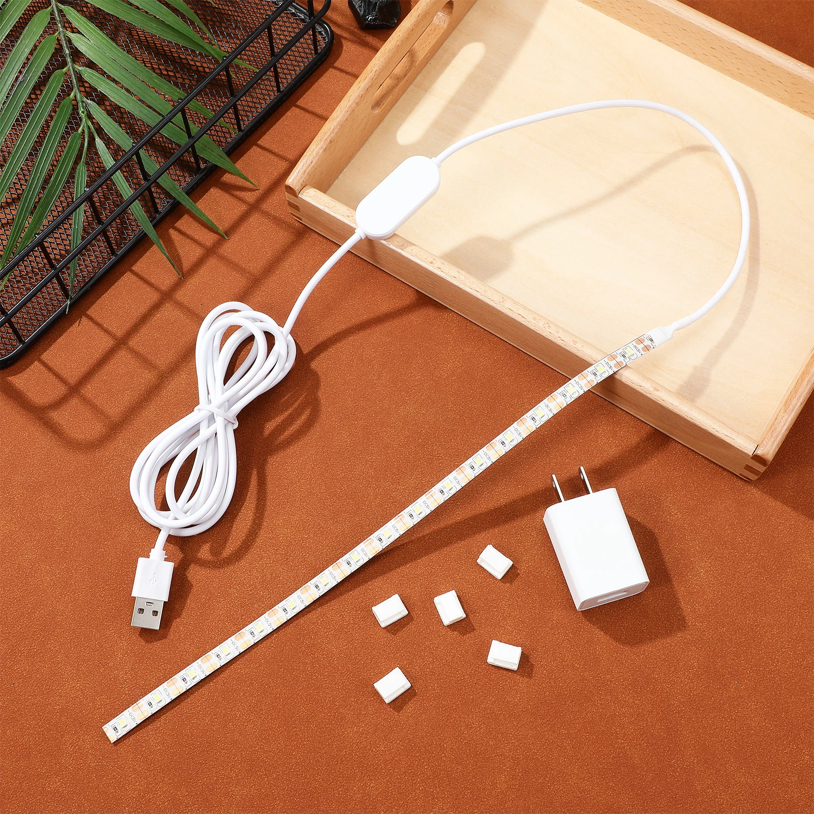 

Pure White 50cm LED Strip USB Powered Touch Sewing Machine Lighting Kit Adhesive Clips Flexible LED Rope Light