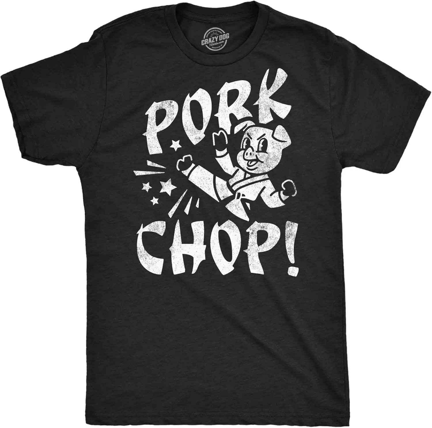 Mens Funny T Shirts Pork Chop Sarcatic Karate Pig Graphic Tee for Men
