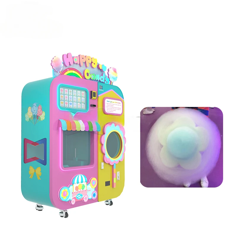 New design Cotton Candy Machine with sugar Selling Automatic Cotton Vending Machine Cotton Candy