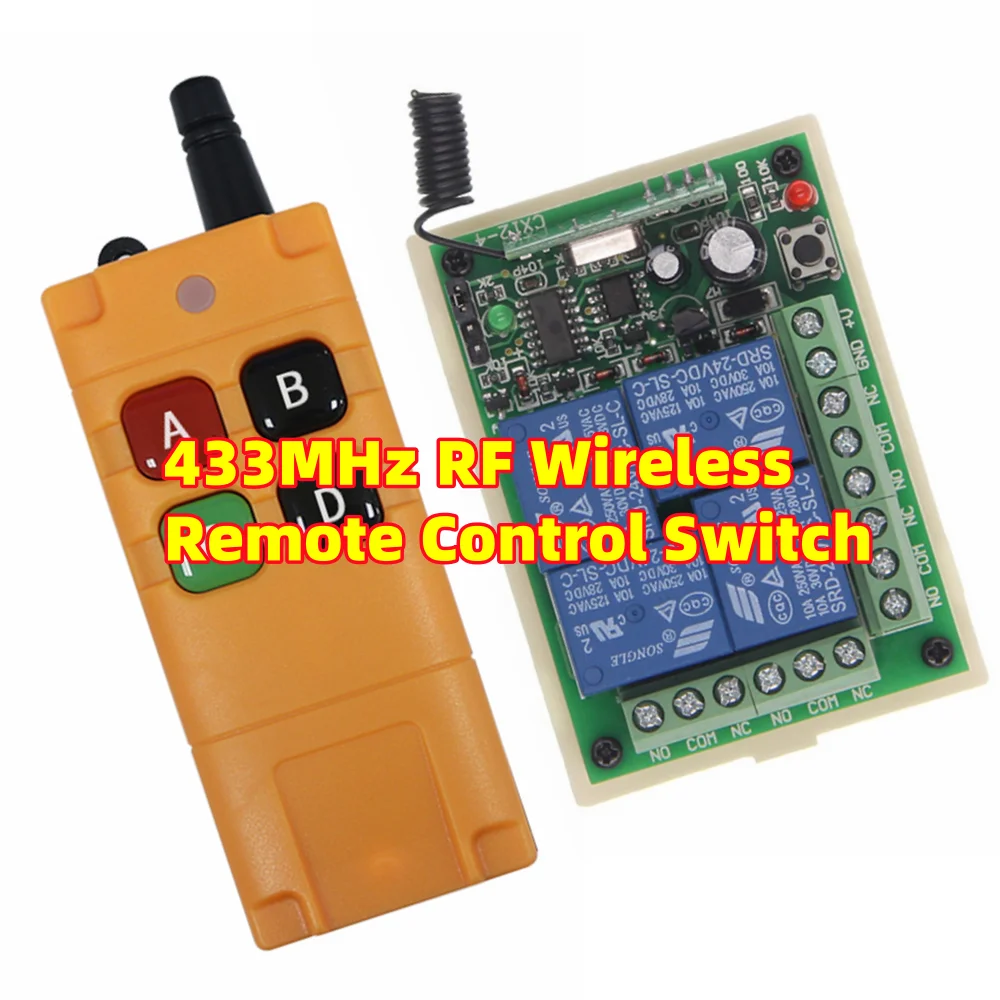 

DC 12V 24V 4CH RF Wireless Remote Control Switch For Remote Control Of Motor/Push Rod/Light/Monitoring + High-Power Transmitter