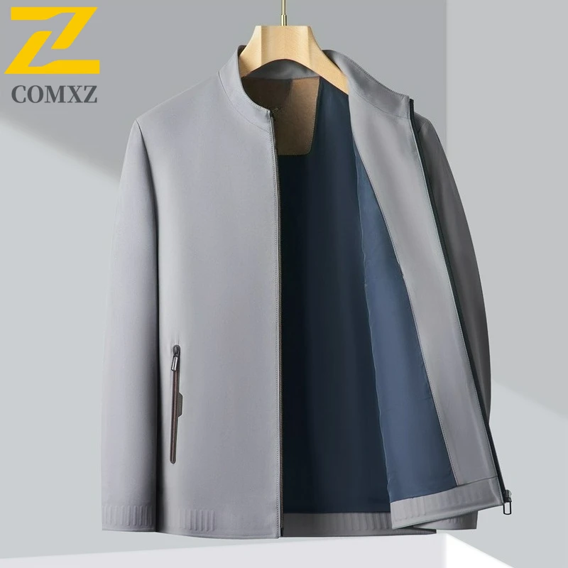 

COMXZ Jacket Men Spring Autumn Business Casual Turndown Collar Work Coat Premium Comfort Lightweight Stylish Outer Garment