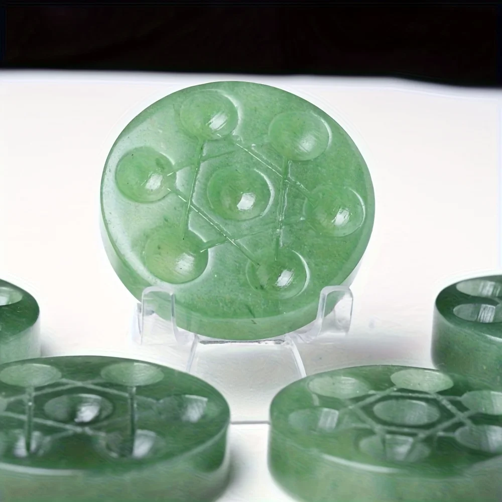 1pc of Seven Star Array Green Aventurine Crystal Plate, suitable for home decoration, desktop ornament Bohemian style decorative
