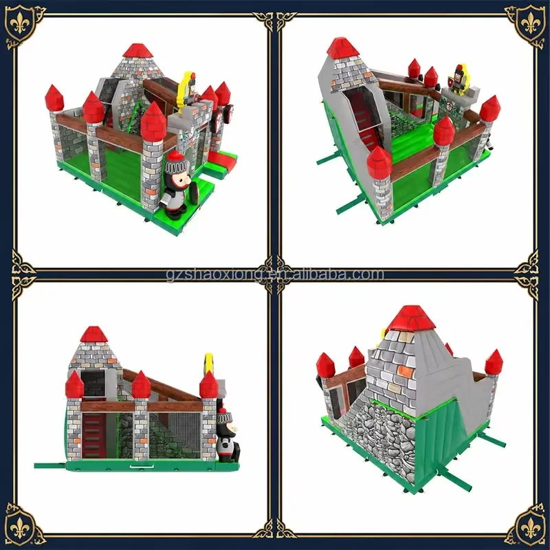 Outdoor Inflatable Jumping Bouncy Castle With Slide Combo for Kids Medieval Fortress Theme Bounce House Backyard Party