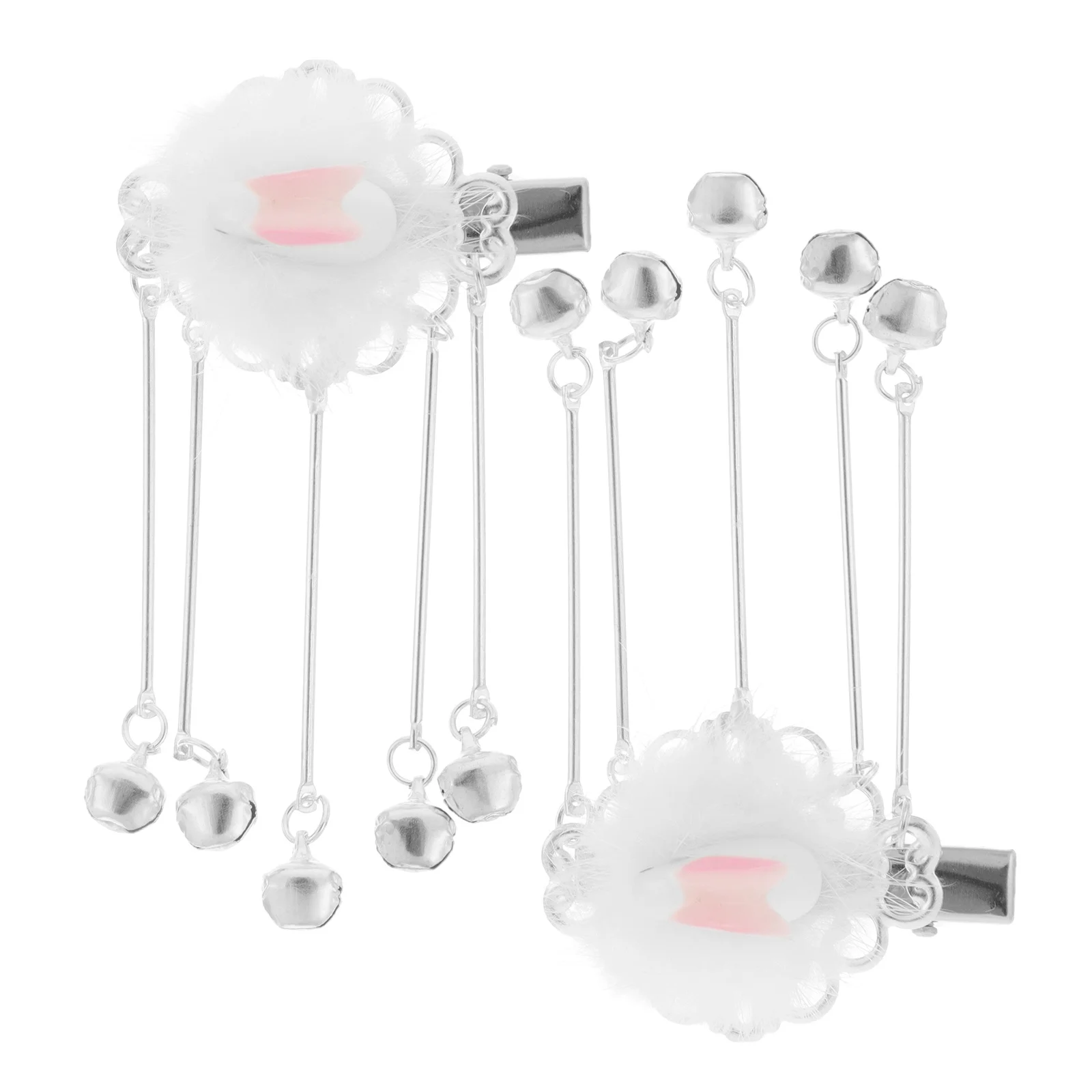 1 par de grampos de cabelo de coelho, grampos de cabelo fofos com orelha de coelho, acessórios para cabelo de crianças, pingente de sino de desenho animado, grampos de cabelo para meninas para festa, uso diário