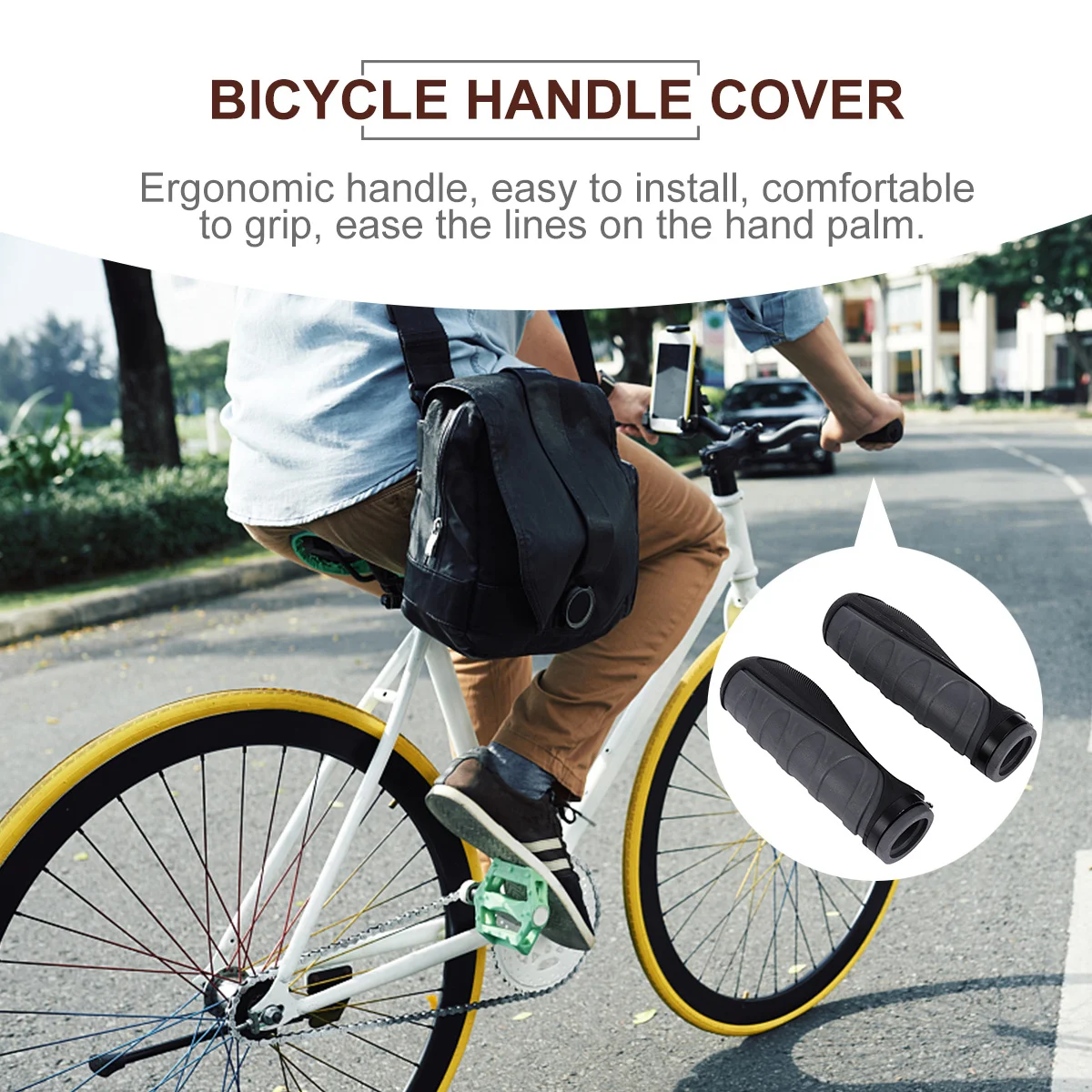 

2 Pcs Bicycle Grip Folding Bike Grips Handlebar Covers LED Supplies Rubber
