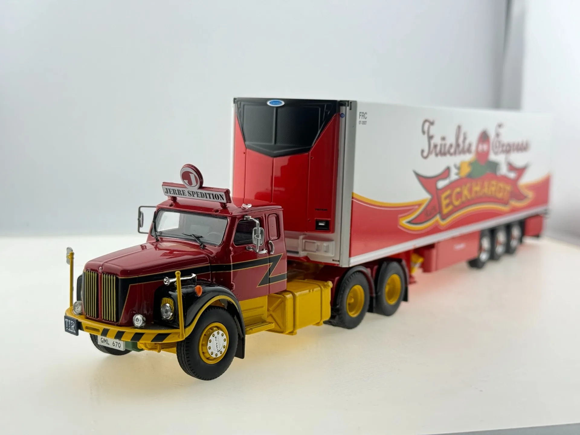 Tekno – camion conteneur moulé sous pression, échelle 1/50, modèle de voiture en résine, jouet à collectionner, cadeau, affichage Souvenir, ornement