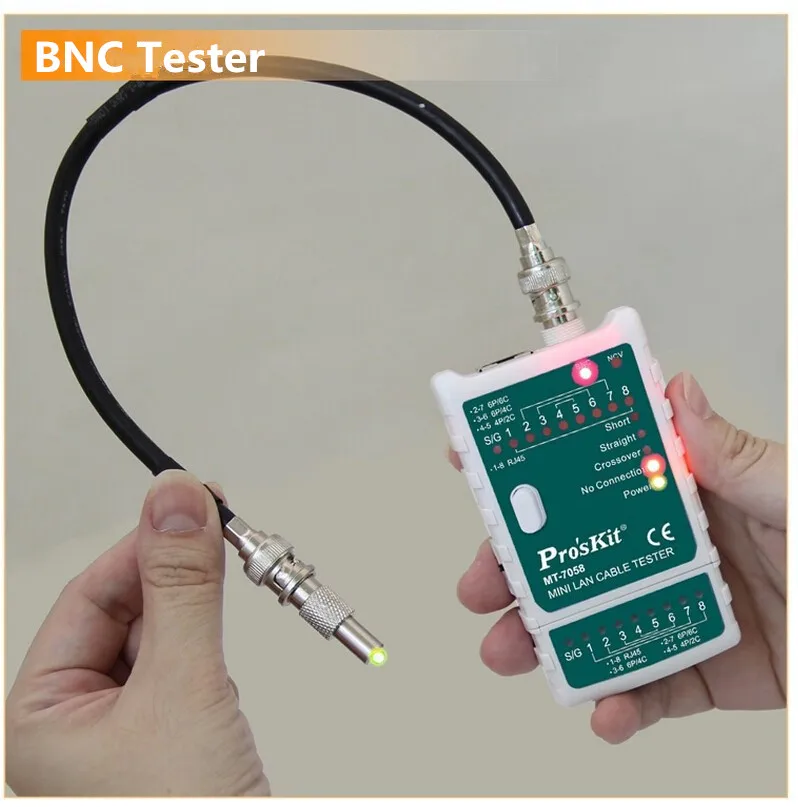 Mini Pro'sKit-Multifunctional BNC Cable Network Tester, Wireless Wire Voltage Detecto, Cable Tracker Checker, MT-7058