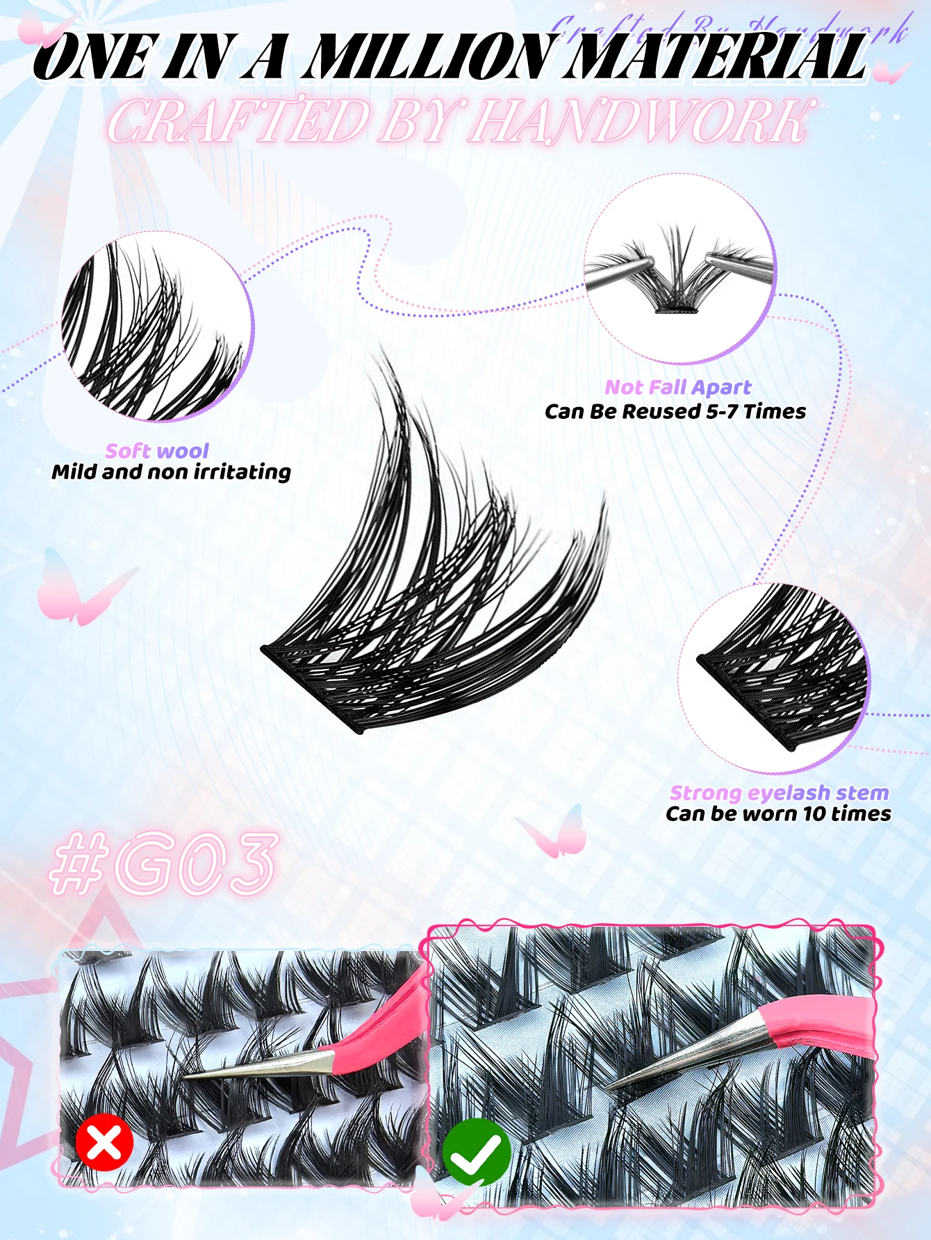 120PCS Dカール厚いつけまつげセット - 接着剤、ピンセット、ブラシ、まつげカーラーが付属 |   自宅でDIY、あらゆるお祭りに最適